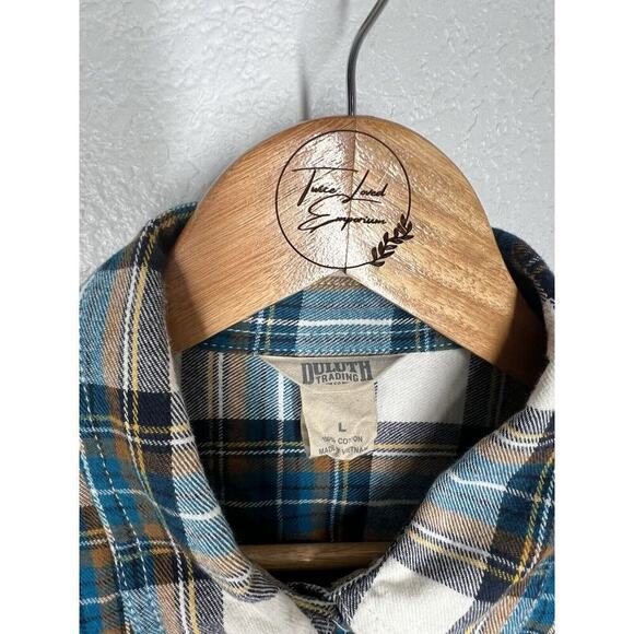 Duluth Trading Co Womens Plaid Flannel Button Front Shirt Large Cotton - Picture 2 of 4